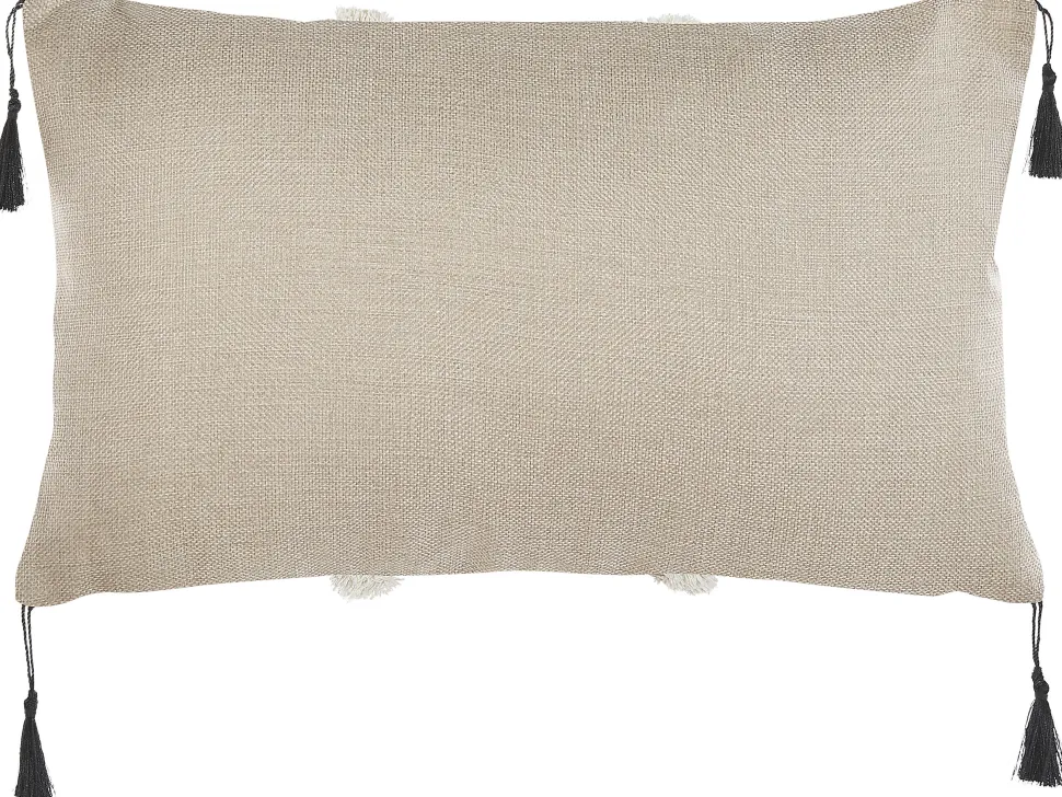 Dekokissen Geometrisches Muster Mit Fransen Beige / Schwarz 30 X 50 Cm 2Er Set Pulmonaria
