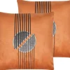 Dekokissen Geometrisches Muster Samtstoff Orange 45 X 45 Cm 2Er Set Ceropegia