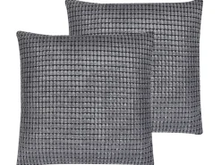 Dekokissen Geometrisches Muster Samtstoff Grau 45 X 45 Cm 2Er Set Aspidistra
