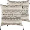 Dekokissen Geometrisches Muster Mit Fransen Beige / Schwarz 45 X 45 Cm 2Er Set Heuchera