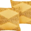 Dekokissen Geometrisches Muster Baumwolle Gelb Getuftet 45 X 45 Cm 2Er Set Rhoeo