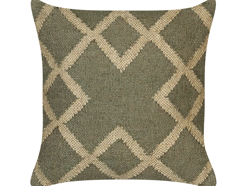 Dekokissen Geometrisches Muster Jute Grun / Beige 45 X 45 Cm Gopi