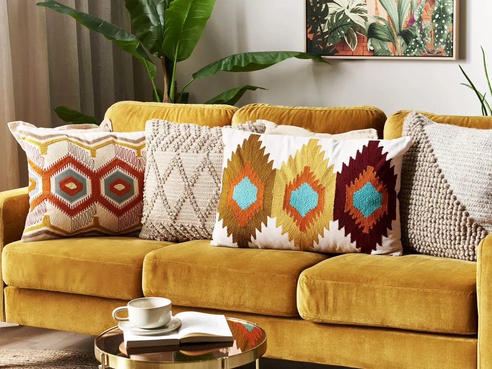 Dekokissen Geometrisches Muster Mehrfarbig Bestickt 40 X 60 Cm 2Er Set Majra