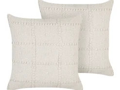 Dekokissen Geometrisches Muster Baumwolle Beige 45 X 45 Cm 2Er Set Ixora