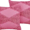Dekokissen Geometrisches Muster Baumwolle Rosa Getuftet 45 X 45 Cm 2Er Set Rhoeo