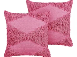 Dekokissen Geometrisches Muster Baumwolle Rosa Getuftet 45 X 45 Cm 2Er Set Rhoeo