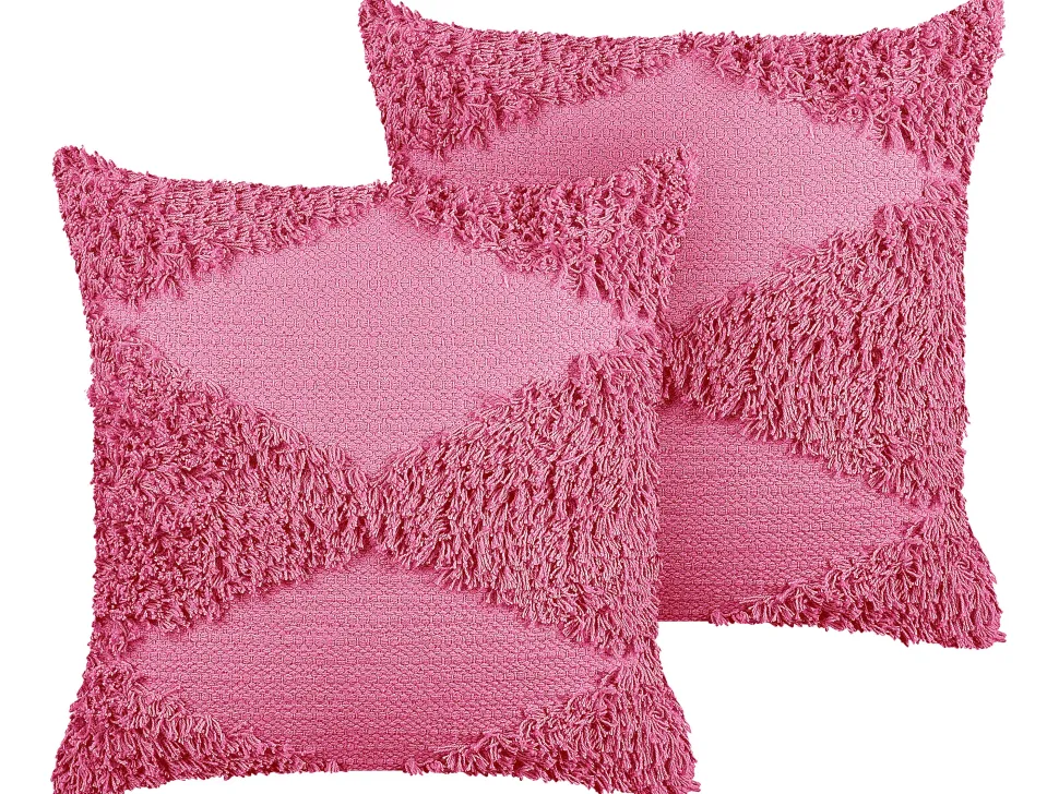 Dekokissen Geometrisches Muster Baumwolle Rosa Getuftet 45 X 45 Cm 2Er Set Rhoeo