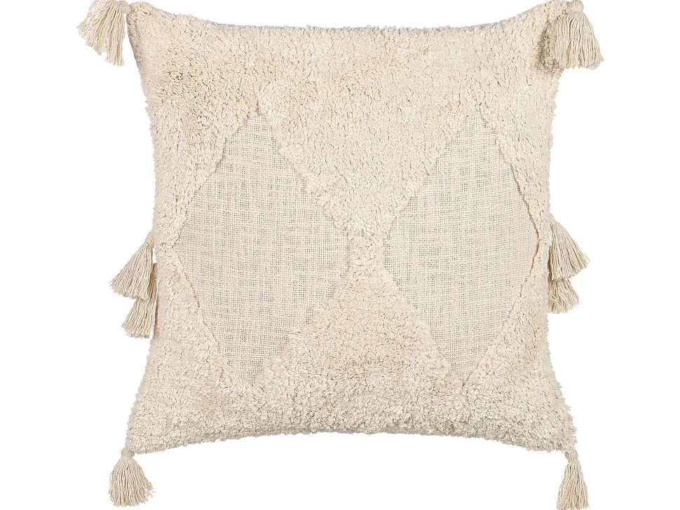 Dekokissen Geometrisches Muster Baumwolle Hellbeige Getuftet 45 X 45 Cm 2Er Set Avium