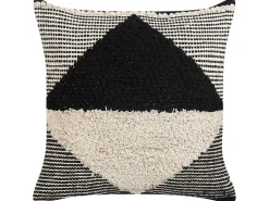 Dekokissen Geometrisches Muster Baumwolle Beige / Schwarz Getuftet 50 X 50 Cm 2Er Set Khora