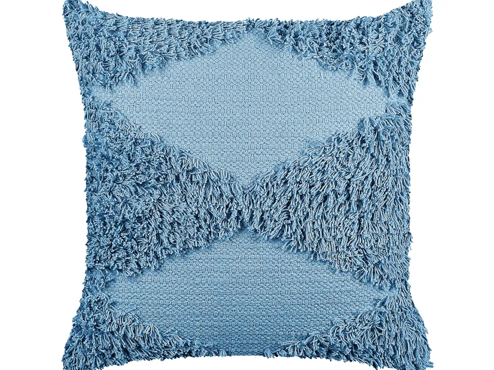 Dekokissen Geometrisches Muster Baumwolle Blau Getuftet 45 X 45 Cm Rhoeo