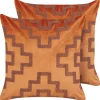 Dekokissen Geometrisches Muster Samtstoff Orange 45 X 45 Cm 2Er Set Bahia