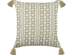 Dekokissen Geometrisches Muster Baumwolle Hellgrun / Weis 45 X 45 Cm Syringa