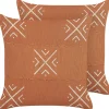 Dekokissen Geometrisches Muster Baumwolle Orange / Weis 45 X 45 Cm 2Er Set Vitis