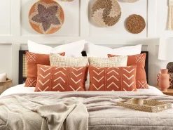 Dekokissen Geometrisches Muster Baumwolle Orange / Weis 45 X 45 Cm 2Er Set Vitis