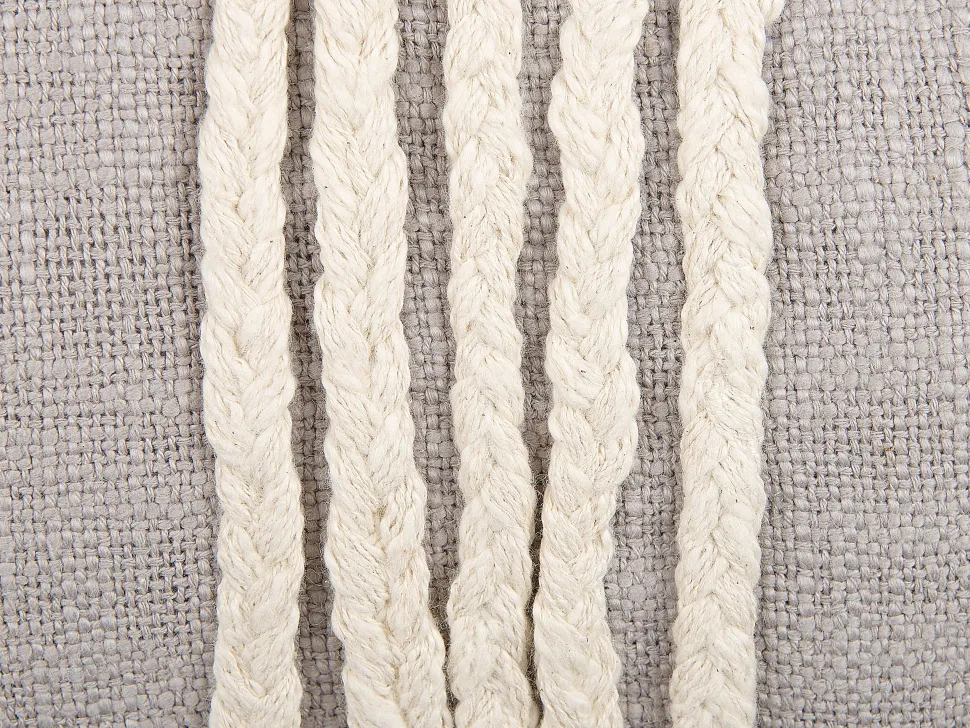 Dekokissen Geometrisches Muster Baumwolle Grau / Beige Gestickt 35 X 55 Cm 2Er Set Ocimum