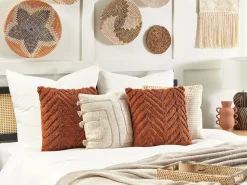 Dekokissen Geometrisches Muster Baumwolle Orange Getuftet 45 X 45 Cm 2Er Set Lewisia