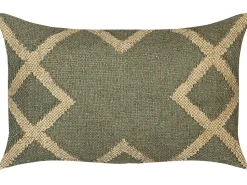 Dekokissen Geometrisches Muster Jute Grun / Beige 30 X 50 Cm 2Er Set Gopi
