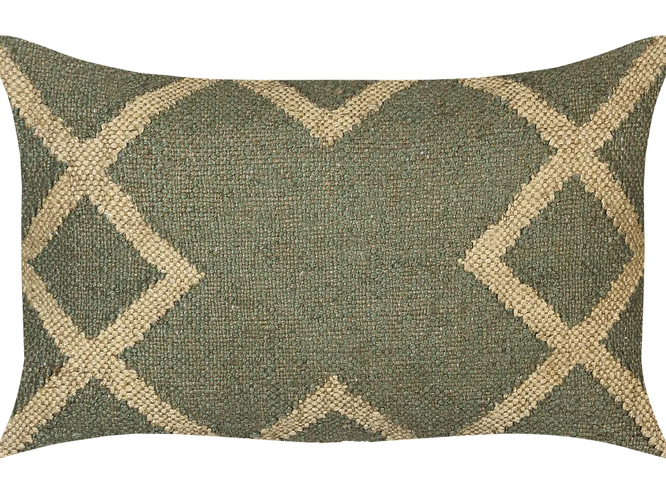 Dekokissen Geometrisches Muster Jute Grun / Beige 30 X 50 Cm 2Er Set Gopi