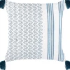 Dekokissen Geometrisches Muster Baumwolle Weis/Blau Mit Quasten 45 X 45 Cm Tilia