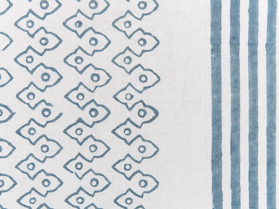 Dekokissen Geometrisches Muster Baumwolle Weis/Blau Mit Quasten 45 X 45 Cm Tilia