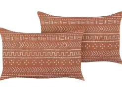 Dekokissen Geometrisches Muster Baumwolle Orange 35 X 55 Cm 2Er Set Orlaya