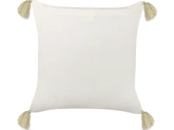 Dekokissen Geometrisches Muster Samtstoff Beige Mit Quasten 45 X 45 Cm Santolina