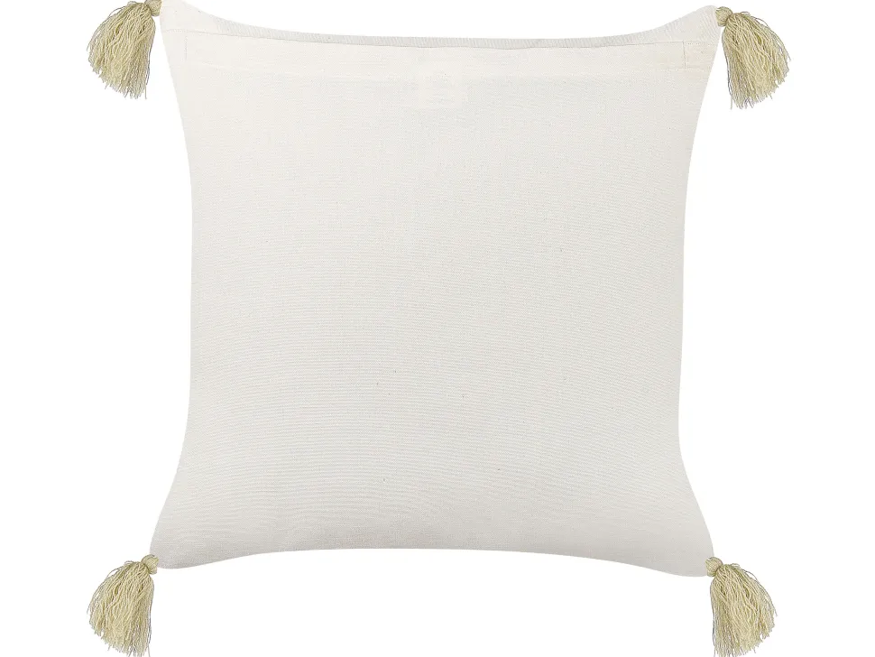 Dekokissen Geometrisches Muster Samtstoff Beige Mit Quasten 45 X 45 Cm Santolina