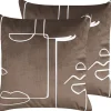 Dekokissen Gesichtsmotiv Samtstoff Braun 45 X 45 Cm 2Er Set Philodendron