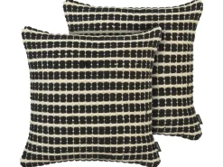 Dekokissen Kariertes Muster Schwarz / Creme 45 X 45 Cm 2Er Set Yoncali