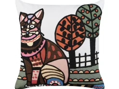 Dekokissen Katzenmotiv Mehrfarbig Bestickt 50 X 50 Cm Mehsana