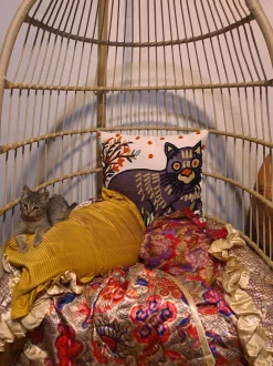 Dekokissen Katzenmotiv Mehrfarbig Bestickt 50 X 50 Cm 2Er Set Phusro