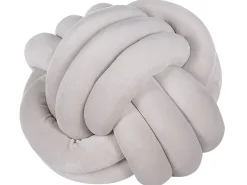 Dekokissen Knoten Ball Flechtmuster Samtstoff Grau 30 X 30 Cm Malni