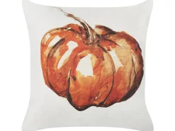 Dekokissen Kurbis-Motiv Samtstoff Beige / Orange 45 X 45 Cm 2Er Set Curbita