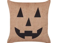 Dekokissen Kurbis-Motiv Samtstoff Beige 45 X 45 Cm 2Er Set Sebes