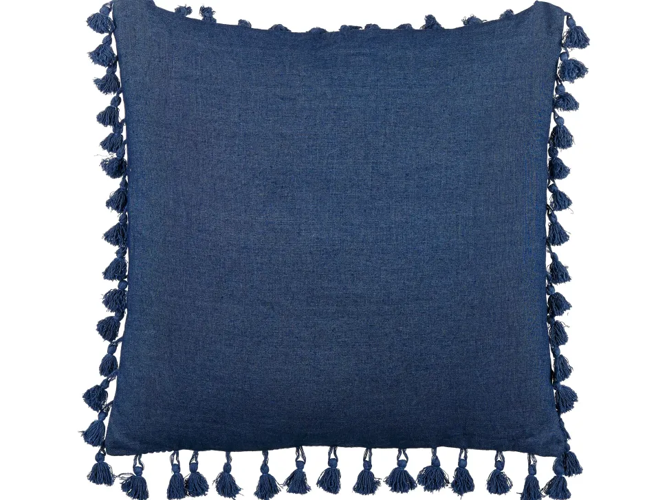 Dekokissen Leinen Dunkelblau Mit Quasten 45 X 45 Cm 2Er Set Carpinus