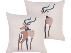 Dekokissen Mit Antilopen Motiv Beige 45 X 45 Cm 2Er Set Abal