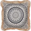 Dekokissen Mit Fransen Beige / Schwarz 45 X 45 Cm Agrimony