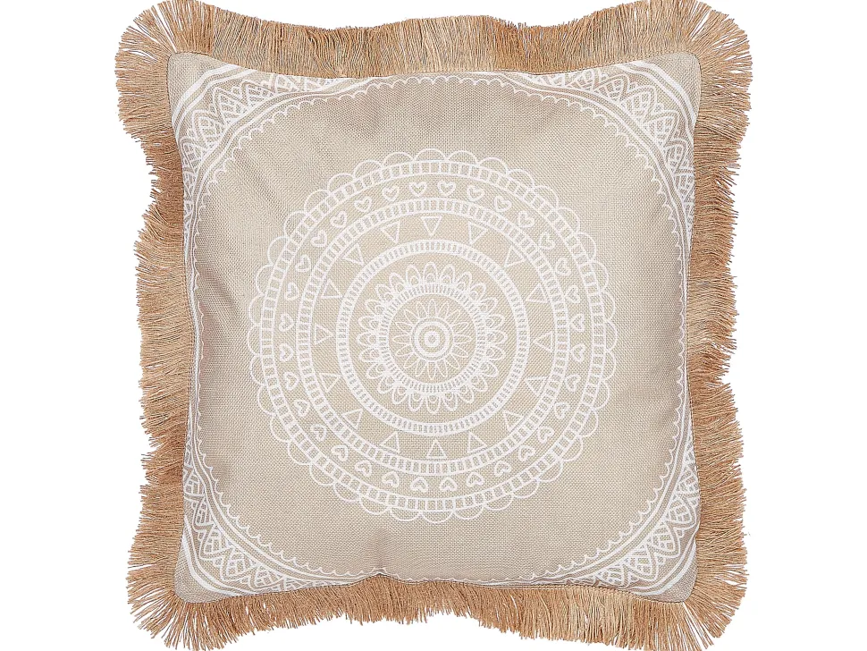 Dekokissen Mit Fransen Beige / Weis 45 X 45 Cm 2Er Set Agrimony
