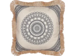 Dekokissen Mit Fransen Beige / Schwarz 45 X 45 Cm Geranium