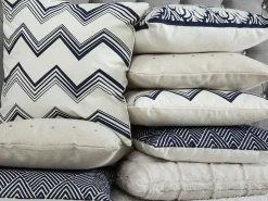 Dekokissen Mit Ornamenten Baumwolle Weis-Dunkelblau 45 X 45 Cm 2Er Set Nemesia