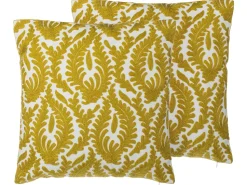 Dekokissen Mit Ornamenten Baumwolle Gelb Bestickt 45 X 45 Cm 2Er Set Primula