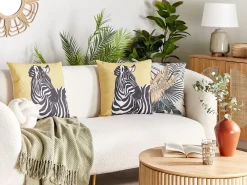 Dekokissen Mit Zebra Muster Gelb 45 X 45 Cm 2Er Set Manketti