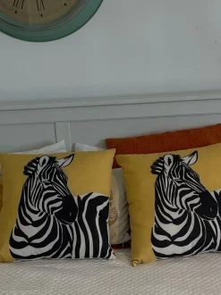 Dekokissen Mit Zebra Muster Gelb 45 X 45 Cm 2Er Set Manketti