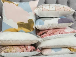 Dekokissen Netzmotiv Baumwolle Rosa 45 X 45 Cm 2Er Set Clarkia