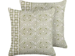 Dekokissen Orientalisches Muster Baumwolle Hellgrun / Weis 45 X 45 Cm 2Er Set Larics
