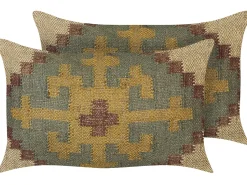 Dekokissen Orientalisches Muster Jute Mehrfarbig 30 X 50 Cm 2Er Set Saron