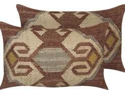 Dekokissen Orientalisches Muster Jute Mehrfarbig 30 X 50 Cm 2Er Set Urpad