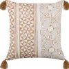 Dekokissen Orientalisches Muster Baumwolle Hellbraun / Weis Mit Quasten 45 X 45 Cm Malus
