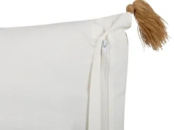 Dekokissen Orientalisches Muster Baumwolle Hellbraun / Weis Mit Quasten 45 X 45 Cm Malus