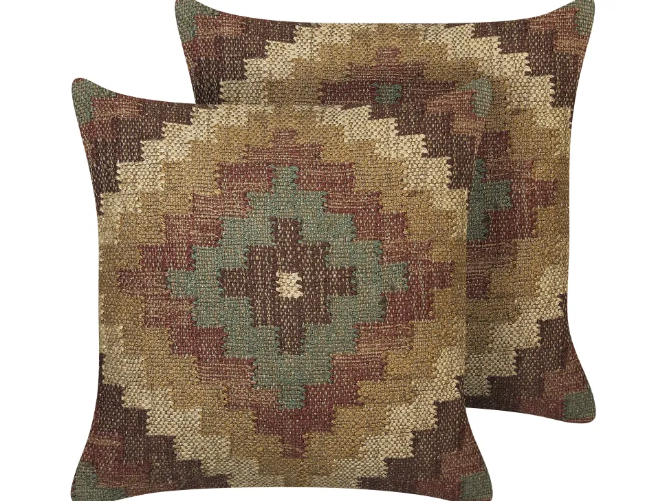 Dekokissen Orientalisches Muster Jute Mehrfarbig 45 X 45 Cm 2Er Set Maguri